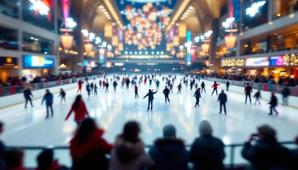 People skating at Dubai Mall’s Olympic-sized ice rink
