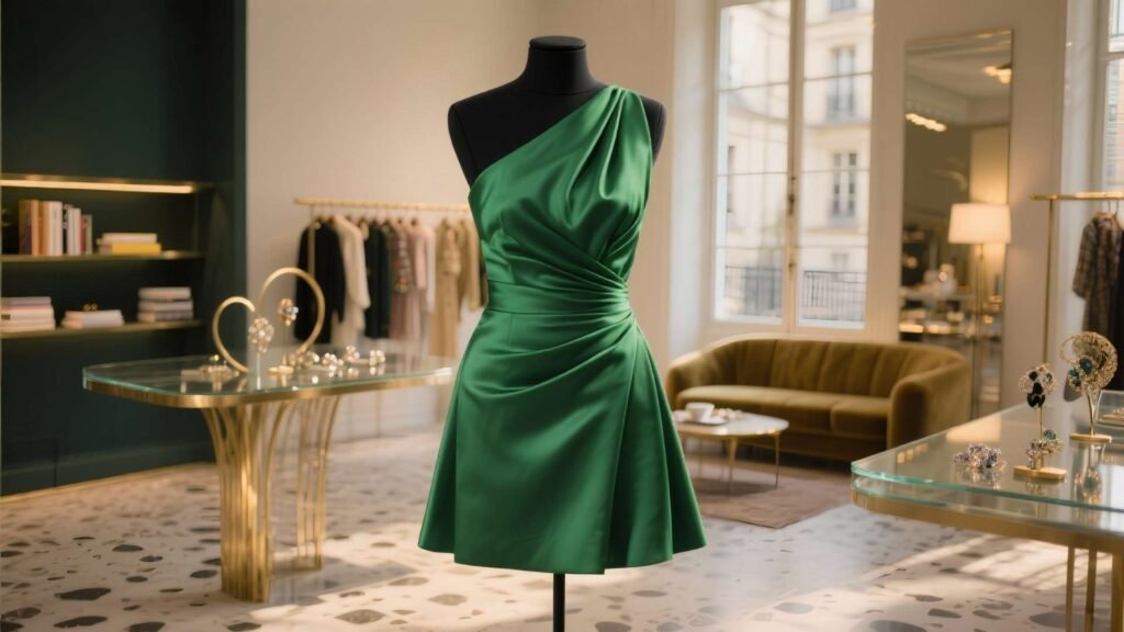 Bold & Elegant: Parisian Green Dress Trend in Le Marais