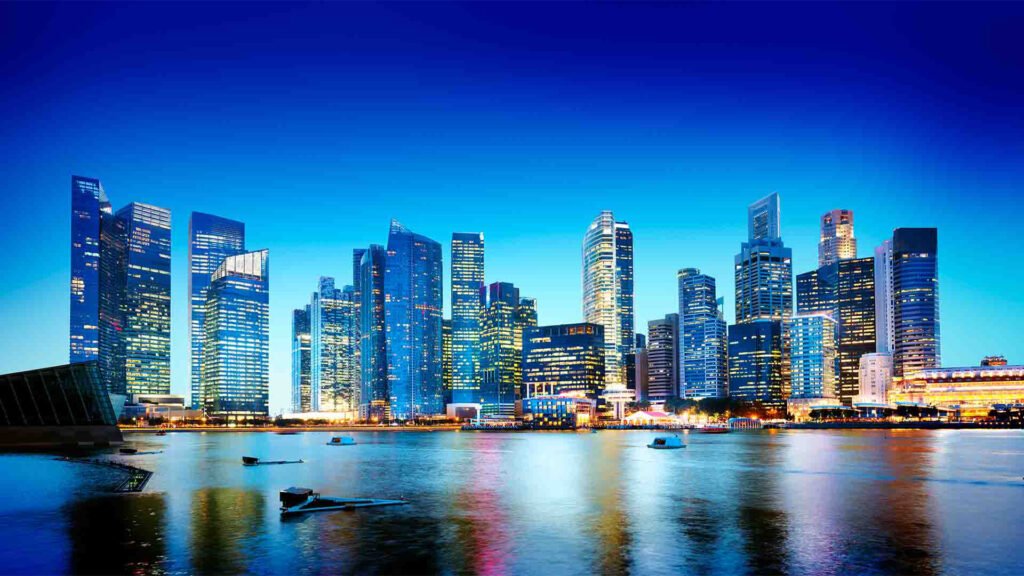 Singapore panoramic night skyline highlighting the Greater Southern