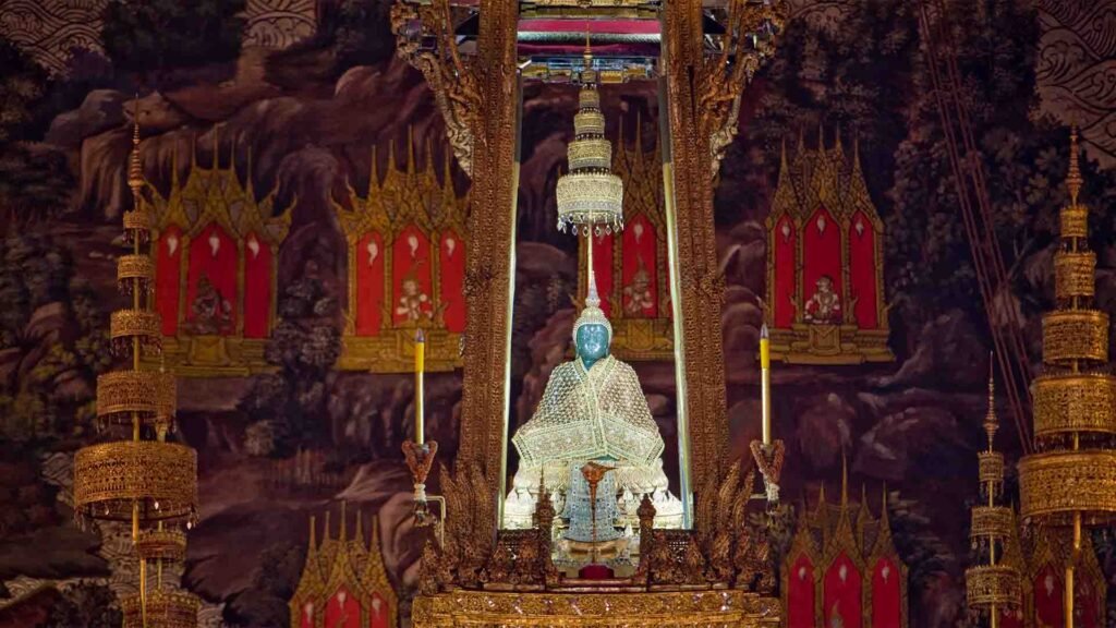 The Temple of the Emerald Buddha (Wat Phra Kaew) inside the Grand Palace complex in Bangkok, Thailand