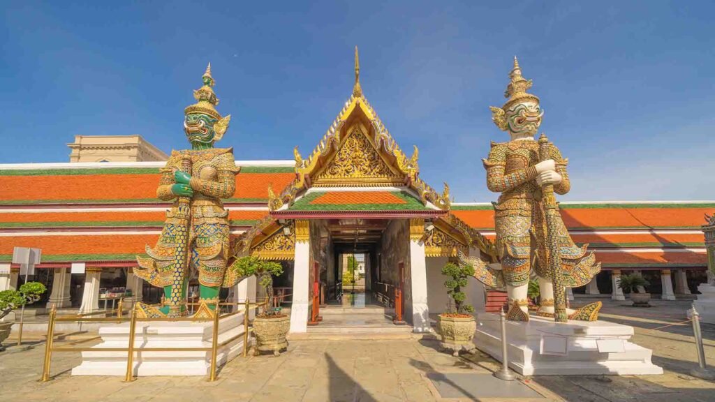 Golden pagoda at the Emerald Buddha Temple in Bangkok