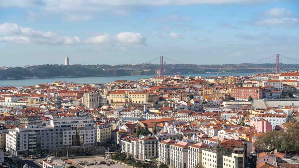 Lisbon Is a Smart City for Property Investment - Aerial view of Lisbon showing residential buildings and urban cityscape from above