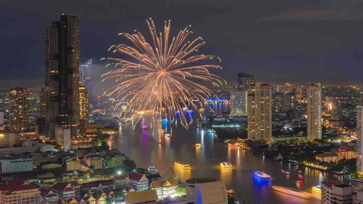 Sukhumvit Nightlife - Bangkok downtown cityscape showing modern skyscrapers and dense urban life in Asia