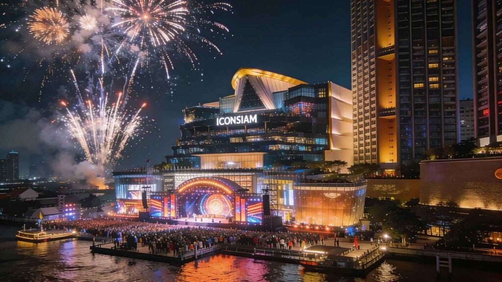 ICONSIAM New Year Countdown stage with fireworks in Bangkok
