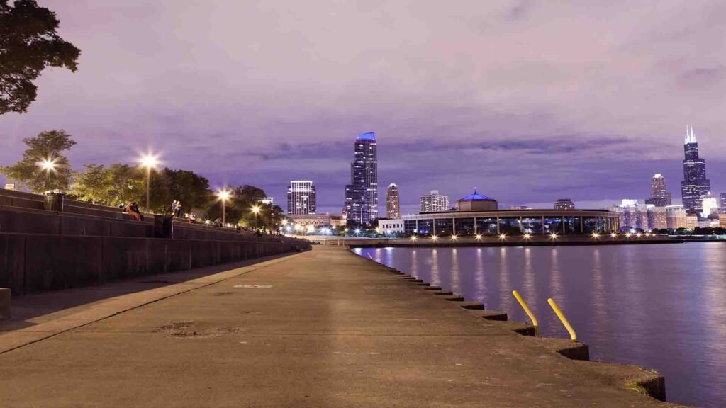 Riverside walking path with pedestrian walkway beside the water