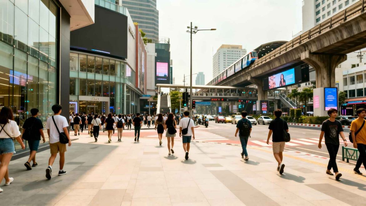 Siam District Bangkok — Young people walking through Siam District Bangkok, capturing youth culture, modern street life, and the city’s urban energy.