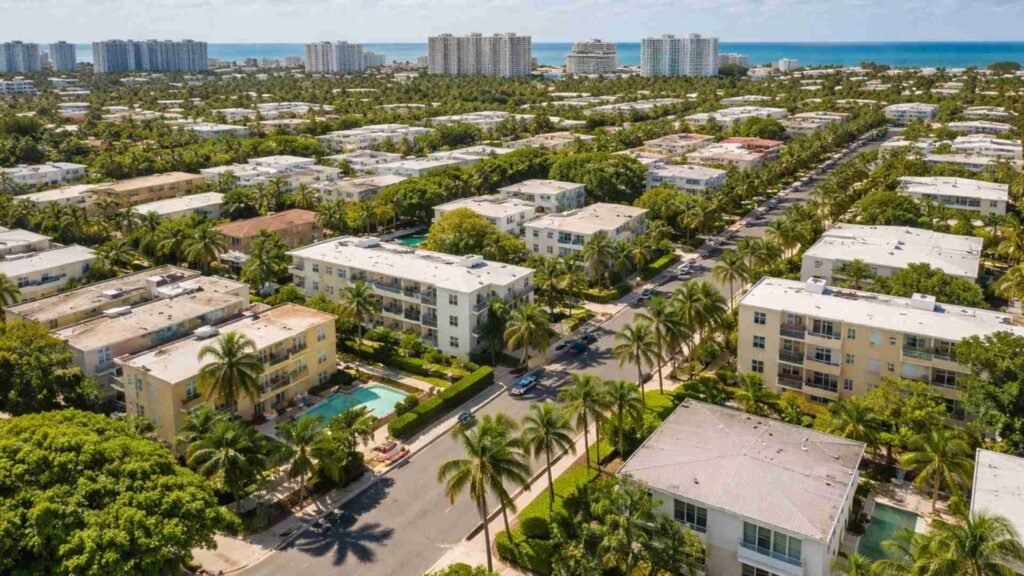 North Beach Miami showing low-rise residential buildings, quiet streets, and coastal neighborhood atmosphere