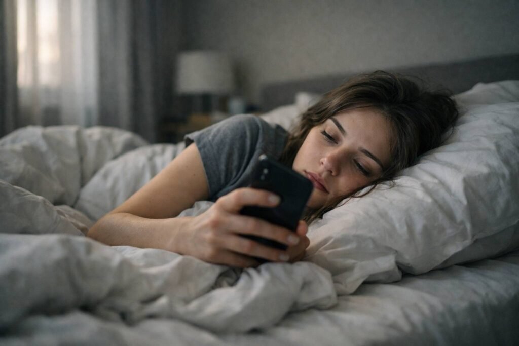 Checking phone in bed in the morning causing low energy and fatigue