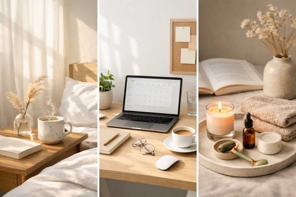 digital detox plan showing morning routine work focus and evening relaxation routine