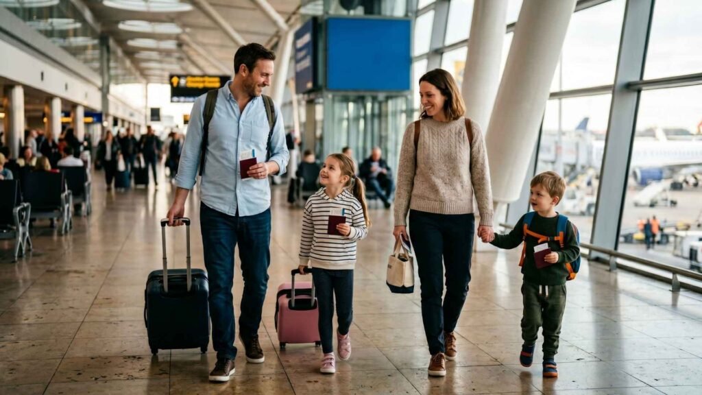 Thailand ETA & TDAC Guide 2026: Family with children at airport holding passports and preparing for travel