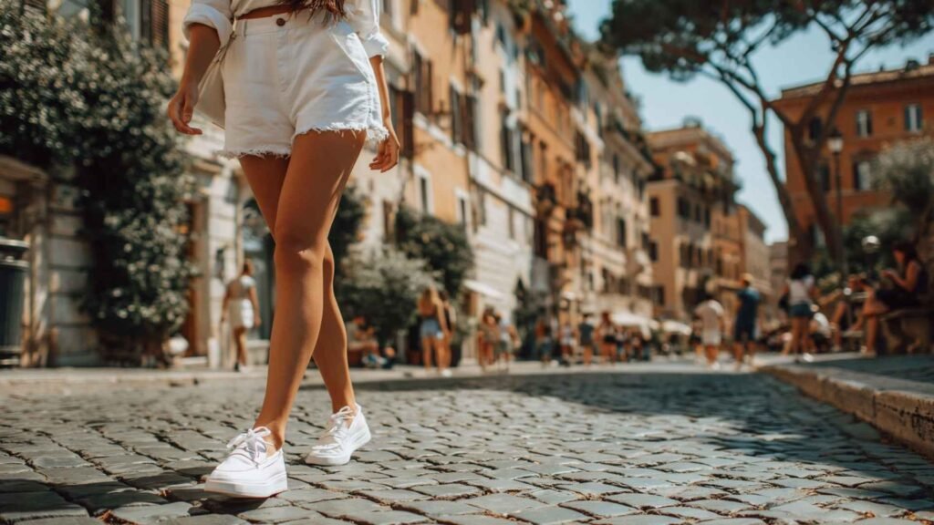 best shoes to wear in rome white sneakers cobblestone streets