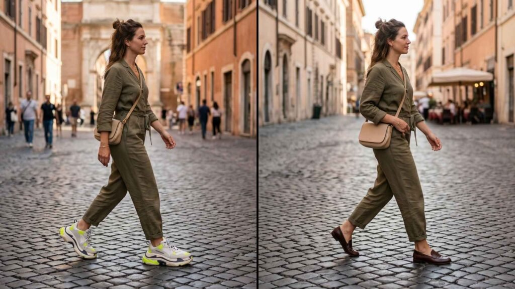 Do vs Don’t Shoes in Rome: Chunky Sneakers vs Leather Loafers