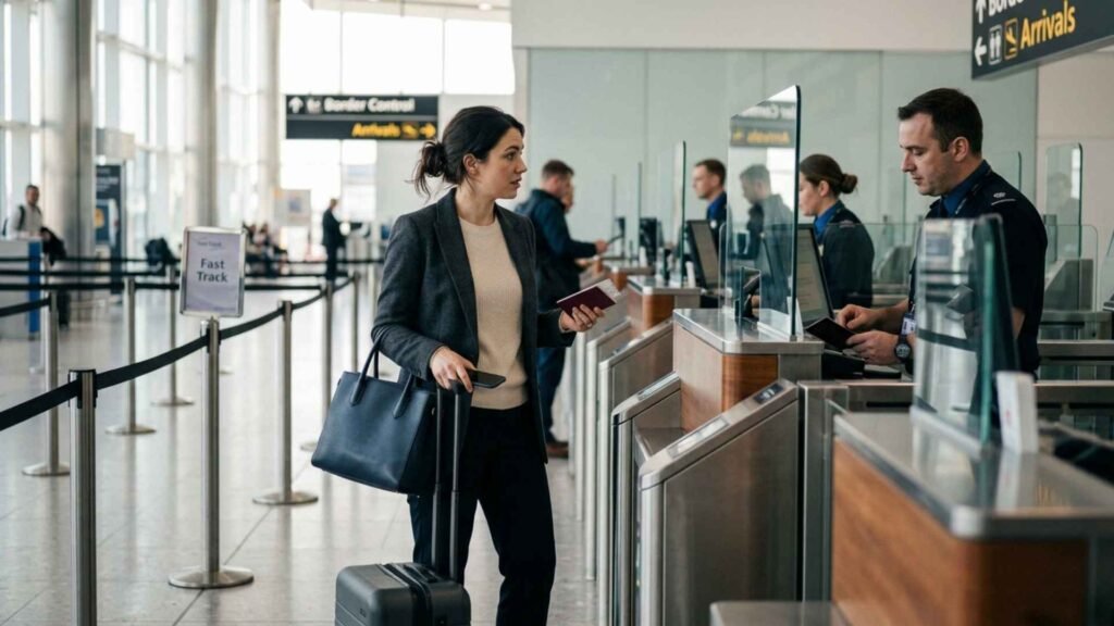 UK Fast Track does not replace ETA at border control as traveler is still checked by officer after priority lane
