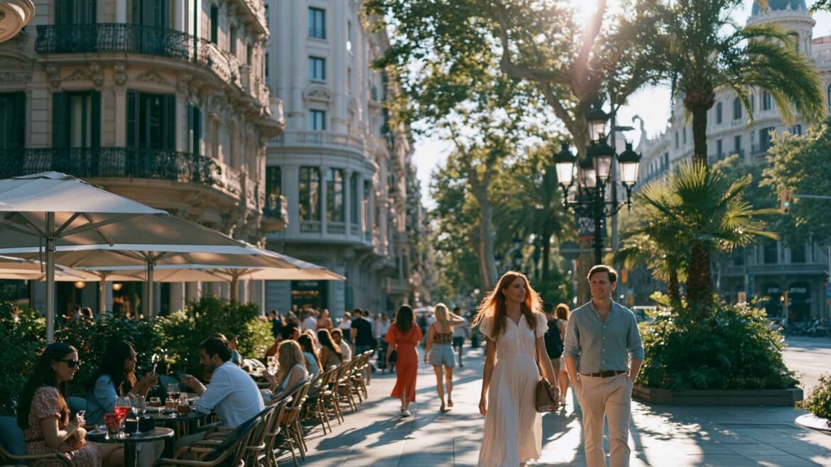 Best areas to live in Barcelona for expats with elegant Eixample streets, outdoor cafés, and Mediterranean lifestyle atmosphere
