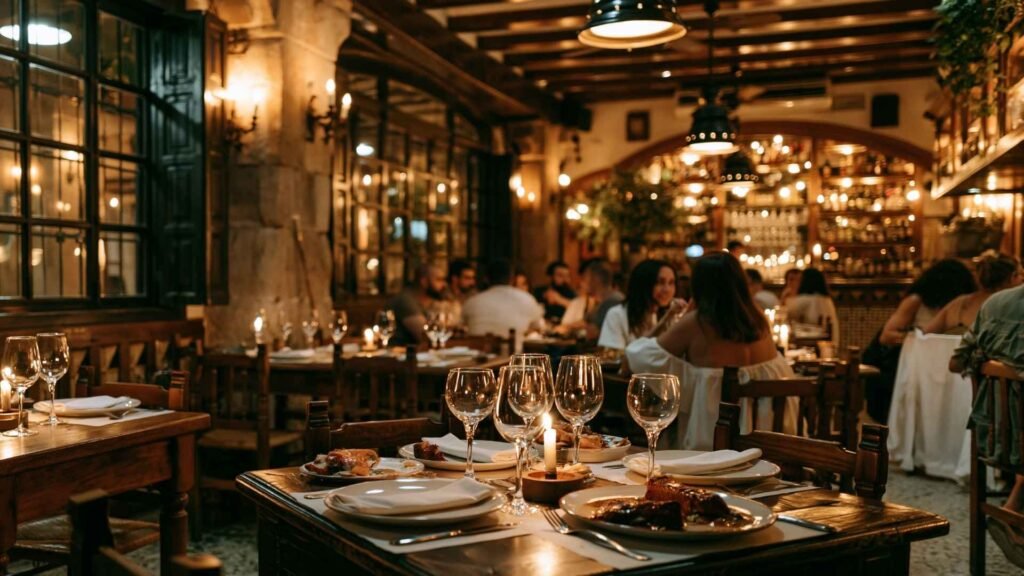best restaurants in Barcelona cozy local dining atmosphere with candlelight and tapas