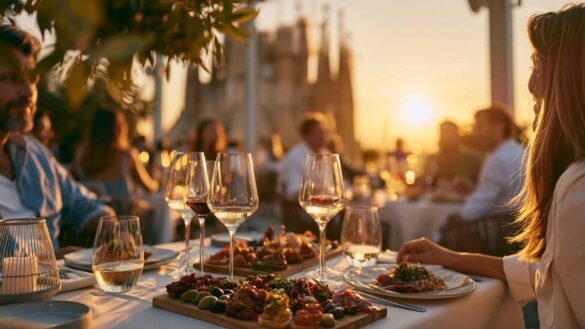 best restaurants in Barcelona rooftop dining experience at sunset