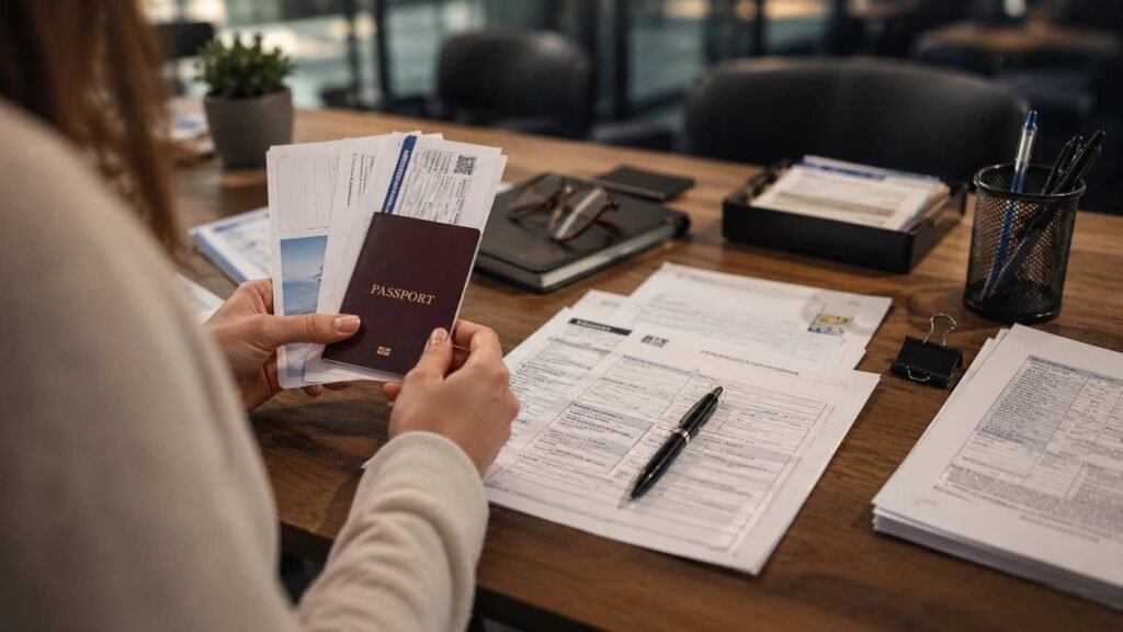 Germany Airport Transit Visa for Turkish Citizens application documents prepared before an international flight connection