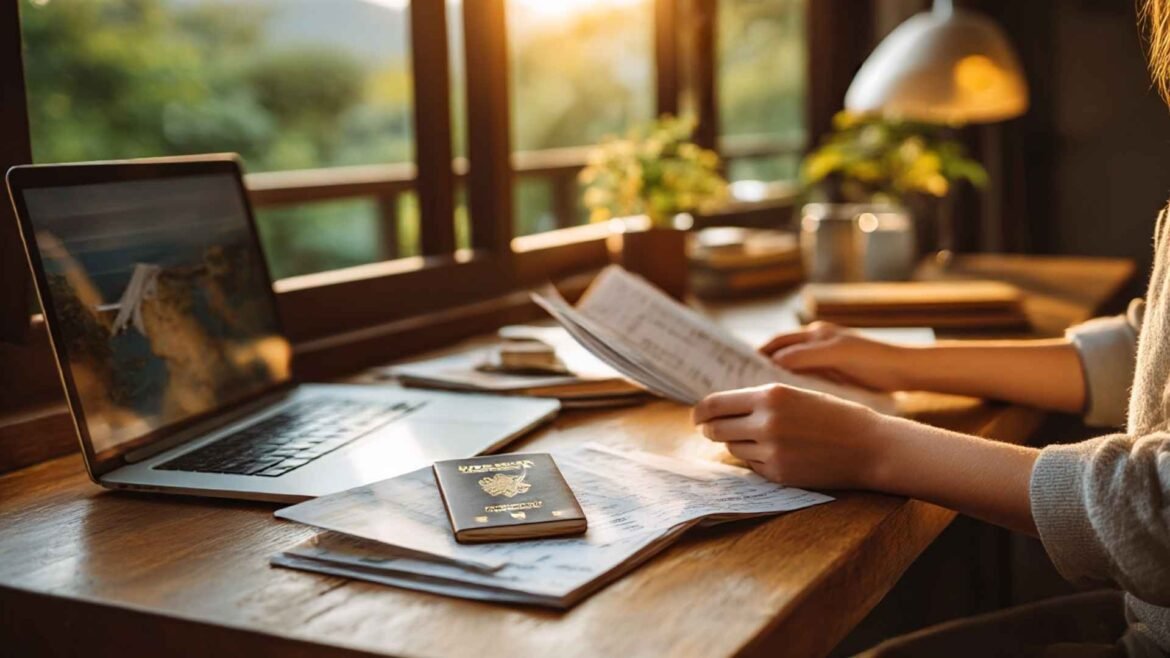 Spain Schengen Visa for Turkish Citizens preparation with passport, travel documents, and visa paperwork before traveling to Spain
