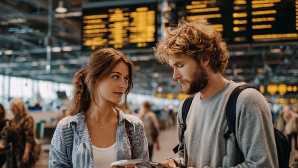 Travelers confused about EES and ETIAS at a European airport