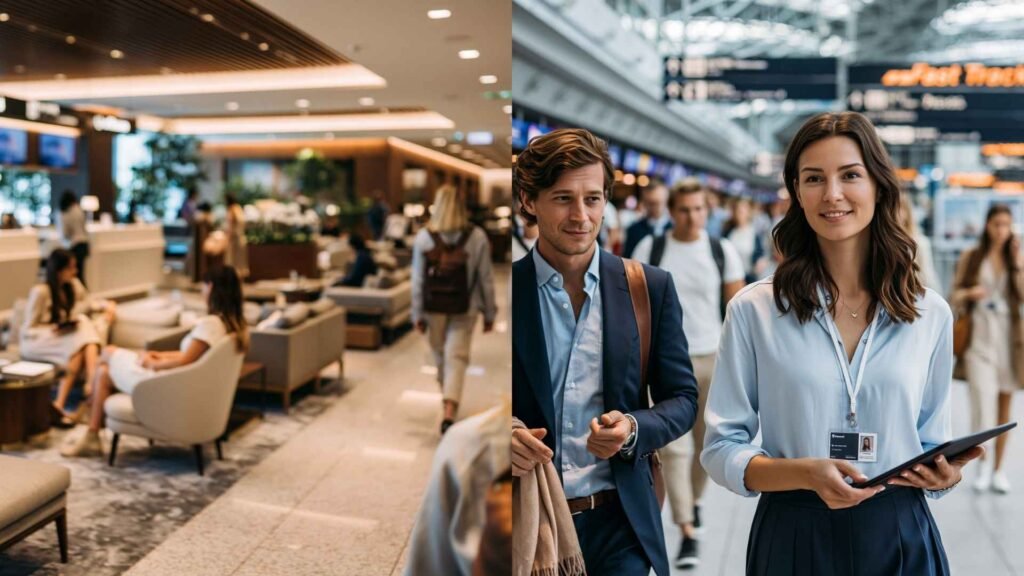 Frankfurt Airport VIP Terminal lounge experience compared with Meet and Assist airport assistance service guiding travelers through the terminal