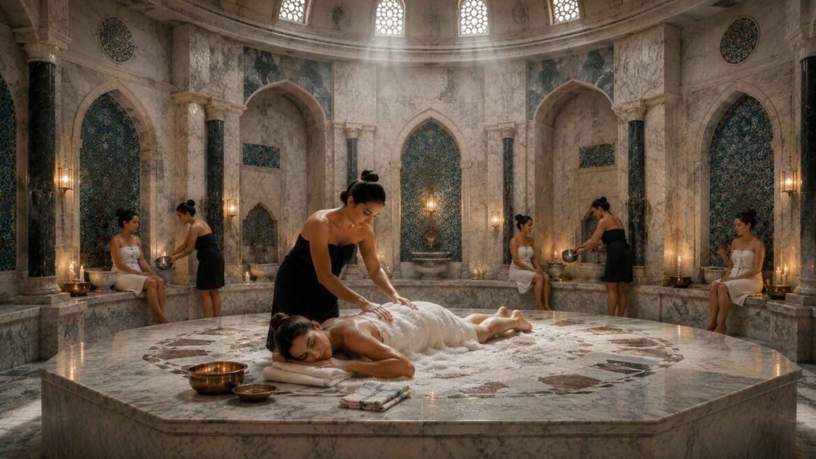 Zeyrek Çinili Hamamı foam massage experience inside a restored Ottoman hammam with marble architecture and traditional wellness rituals
