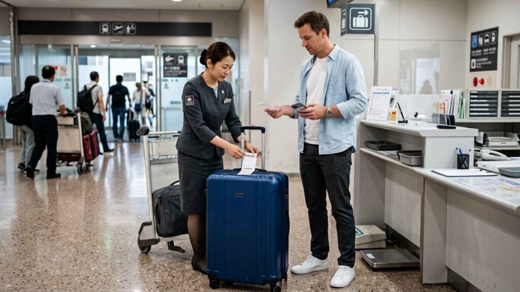Luggage Forwarding in Japan at an airport arrivals counter