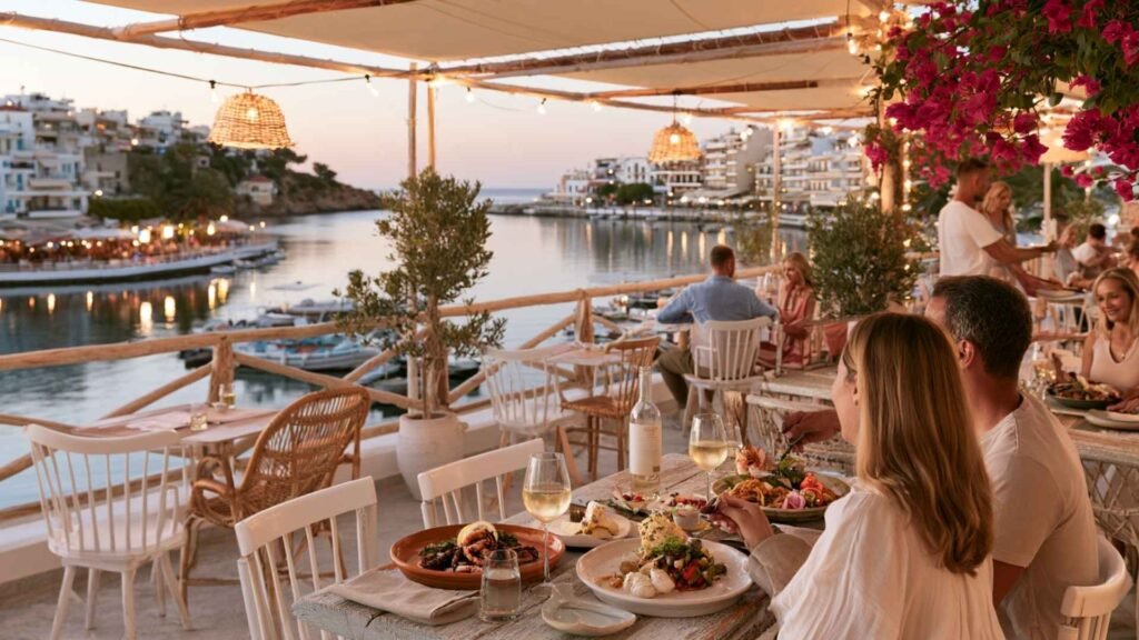 Best Restaurants in Crete featuring Gioma Meze-inspired shared plates overlooking Lake Voulismeni in Agios Nikolaos