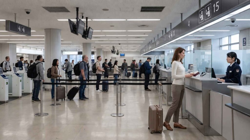 Japan Entry Requirements 2026 – traveler completing passport control at a Japanese airport