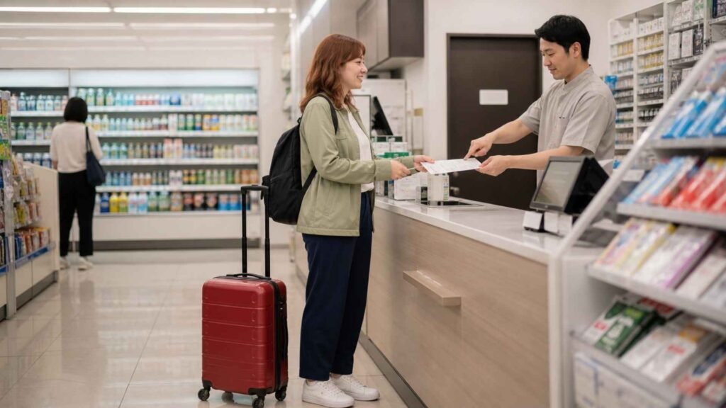 Luggage Forwarding in Japan at a convenience store counter