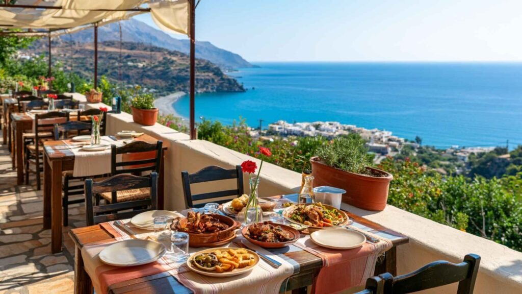Best Restaurants in Crete featuring a Taverna Dionyssos-inspired dinner with panoramic views over Plakias Bay