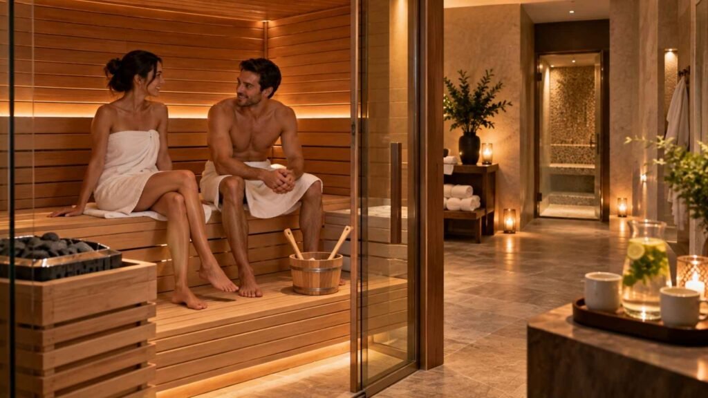 Anantara Spa Budapest couples wellness experience in a Finnish sauna