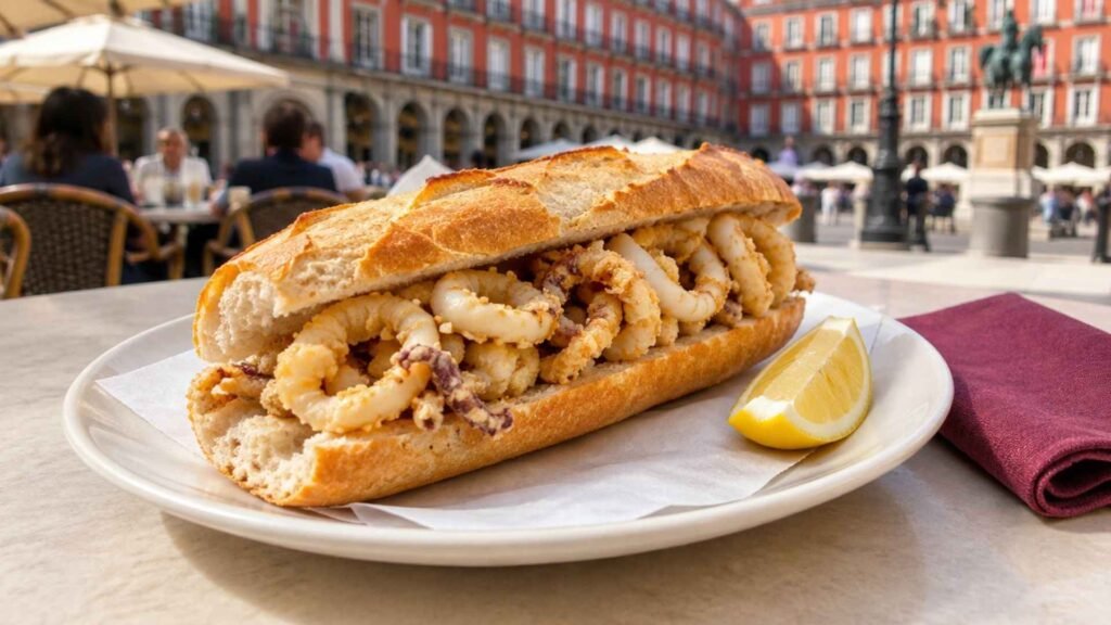 Bocadillo de calamares served near Plaza Mayor in Madrid