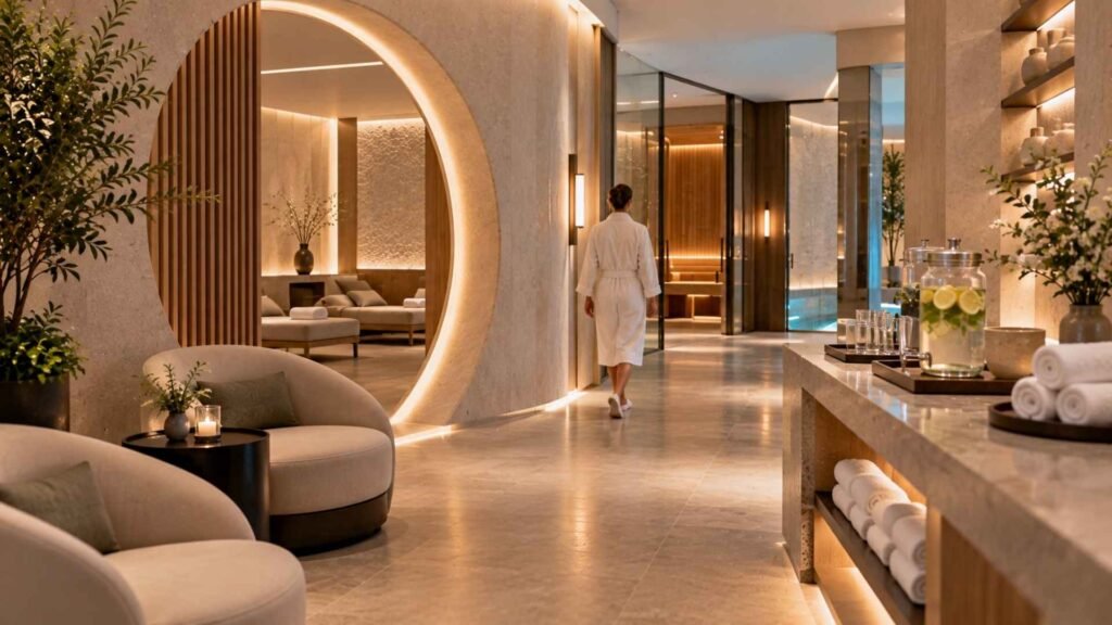 Kozmo Spa Budapest contemporary wellness area with modern relaxation spaces
