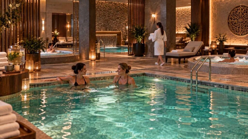 Mandala Day Spa Budapest wellness experience with indoor pools and hydrotherapy areas