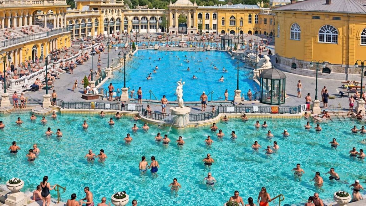 Best thermal baths in Budapest with a steaming outdoor thermal pool and historic spa architecture
