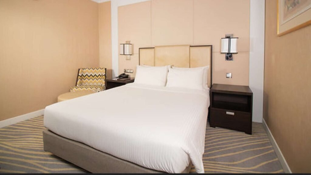 Deluxe room interior at Changi Transit Hotel Terminal 2 in Singapore Changi Airport.